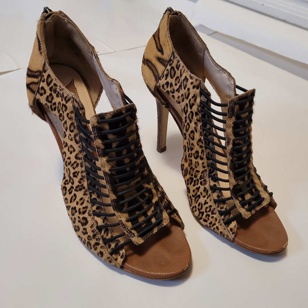 Calf hair leather heels